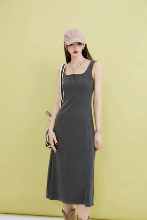 Basic Casual Button Up Midi Dress