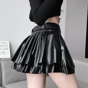 Faux Leather Mini Skort