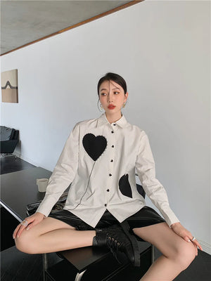 Heart Patch Button-Up Shirt