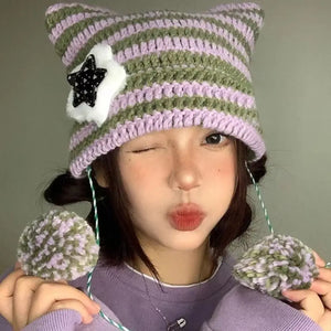 Kawaii Knitted Cat Ear Beanie