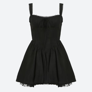 Lace Ruffled Corset Mini Dress