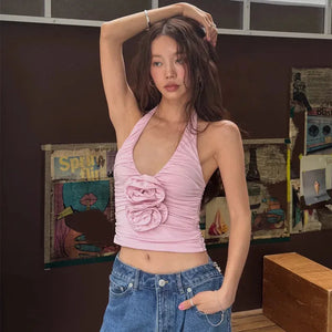 Soft Girl Floral Halter Top