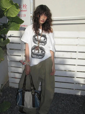 Y2K One Shoulder Lips Tee