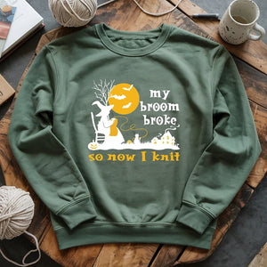 Broom Broke Knitting Witch Sweatshirt