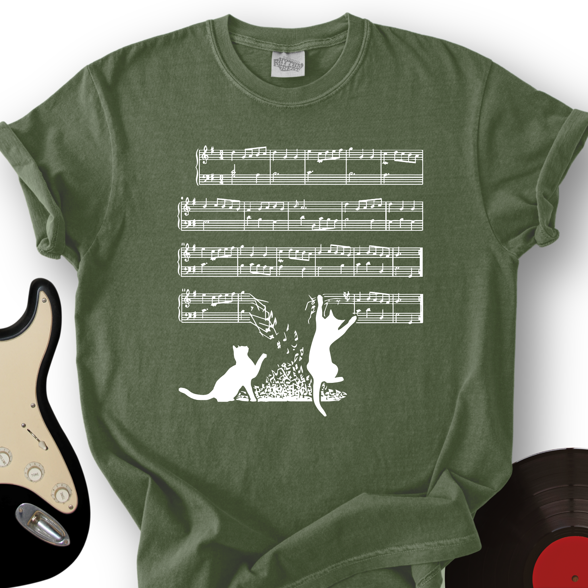 Cat Music Sheet T-Shirt