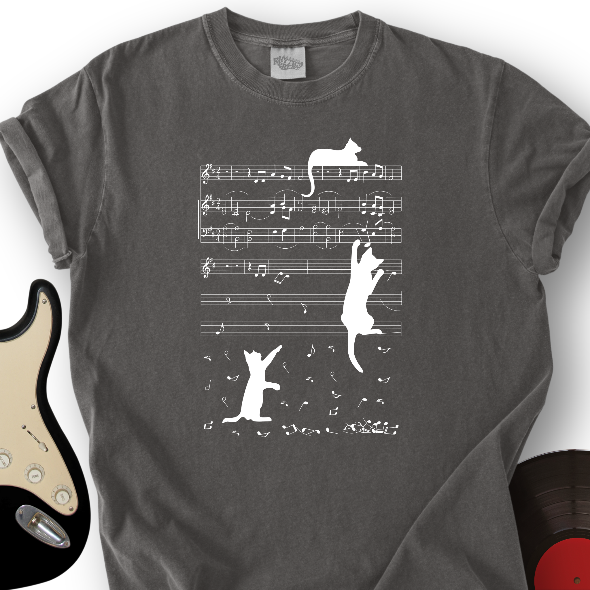Climbing Cat On Musical Note T-Shirt