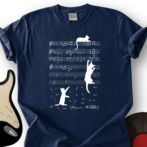 Climbing Cat On Musical Note T-Shirt