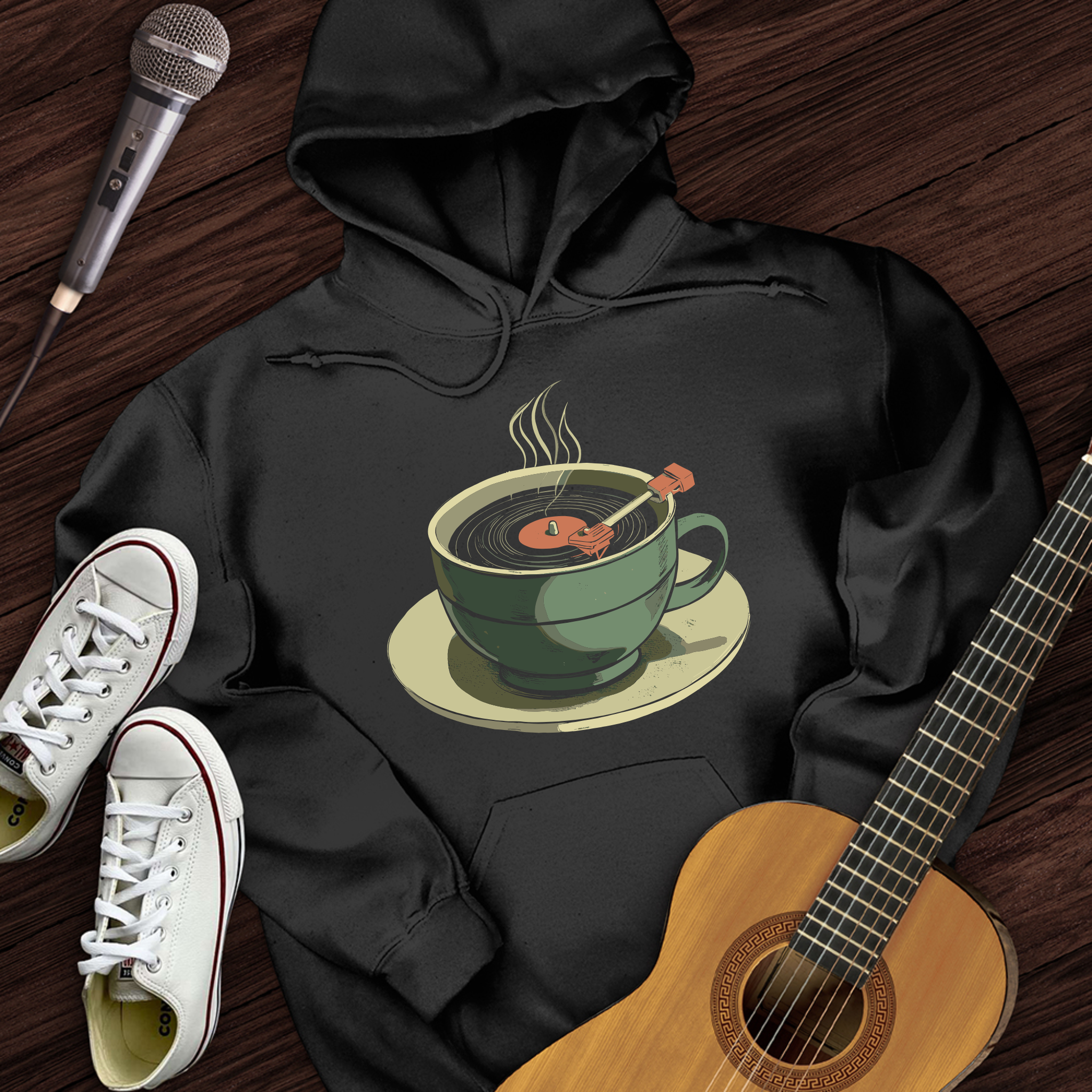Coffee Cup Record Player Hoodie