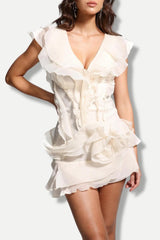 Asymmetric Ruffled Mini Dress