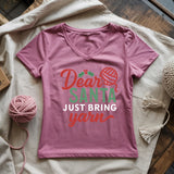 Santa Bring Yarn Lady V-neck