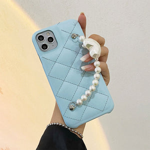 Baby Blue Pearl Chain iPhone Case