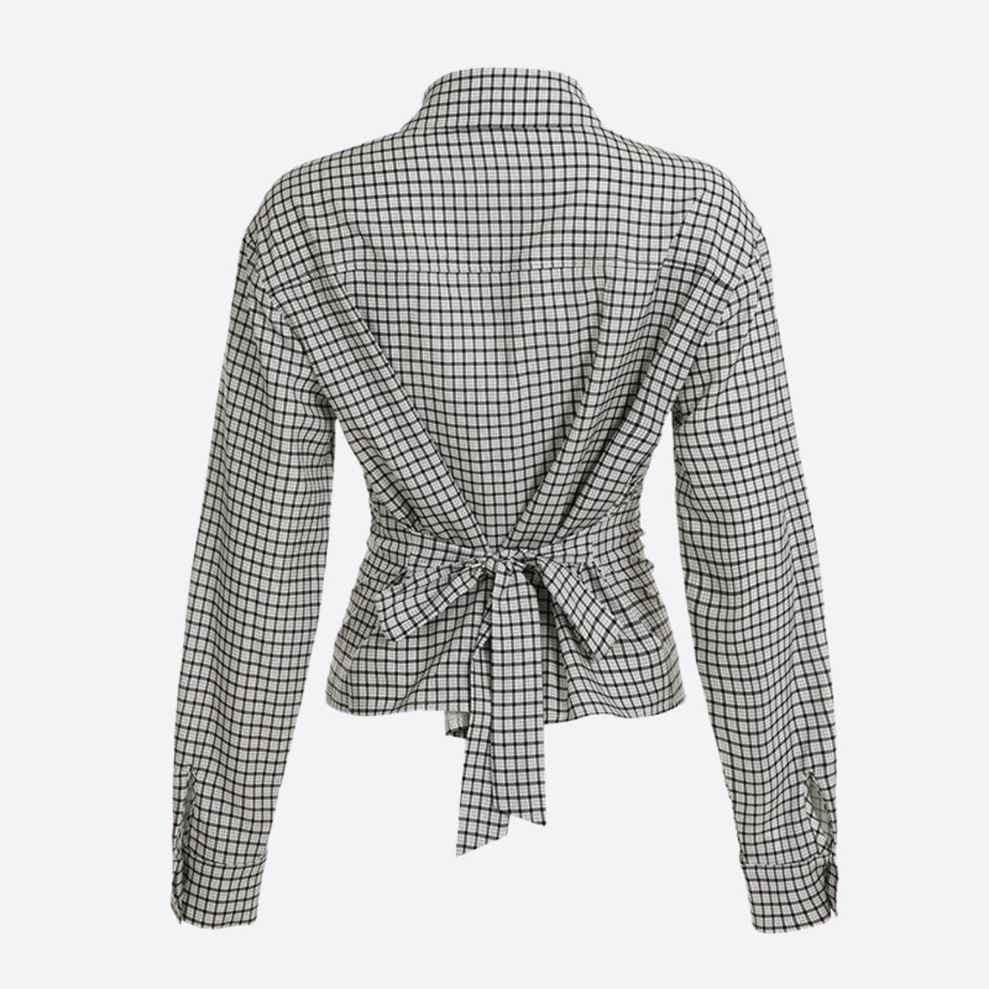 Back Tie Plaid Shirt