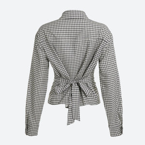 Back Tie Plaid Shirt