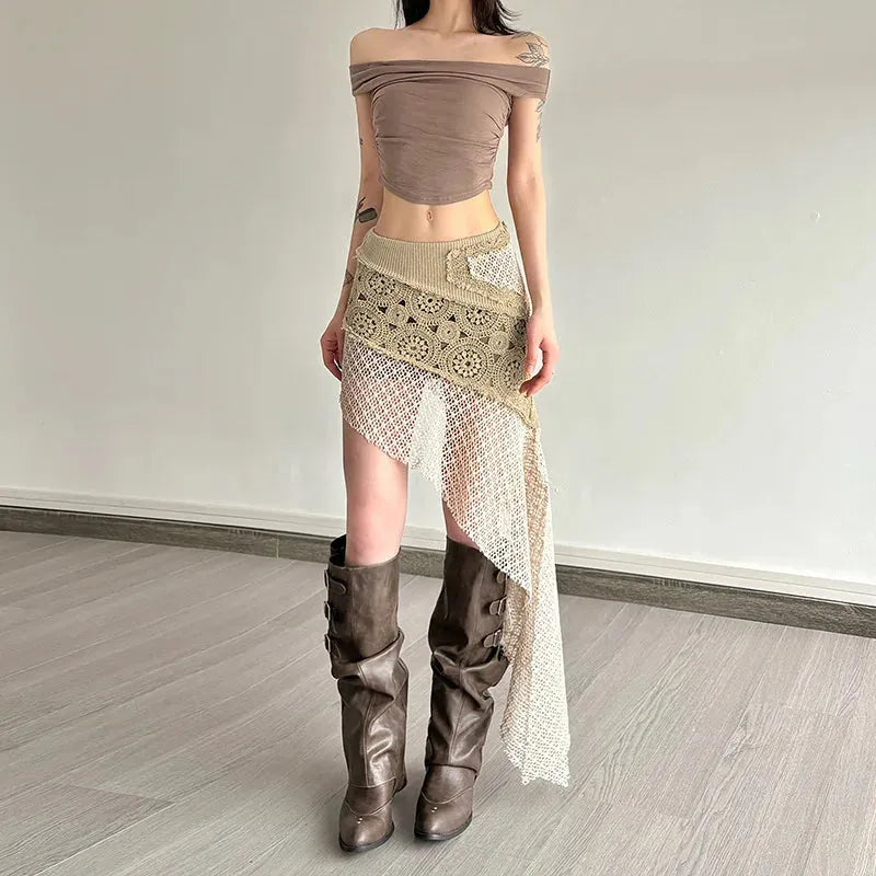 Boho Patchwork Mini Skirt