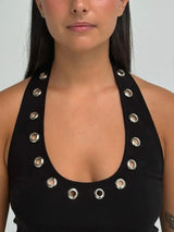 Eyelet Halter Neck Top