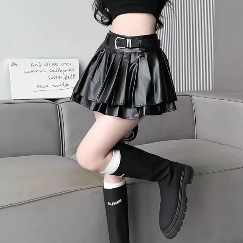 Faux Leather Mini Skort