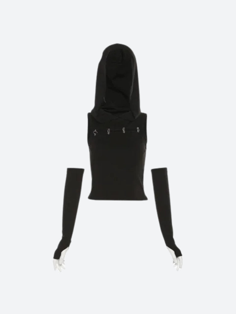 Grunge Cut Out Hooded Top