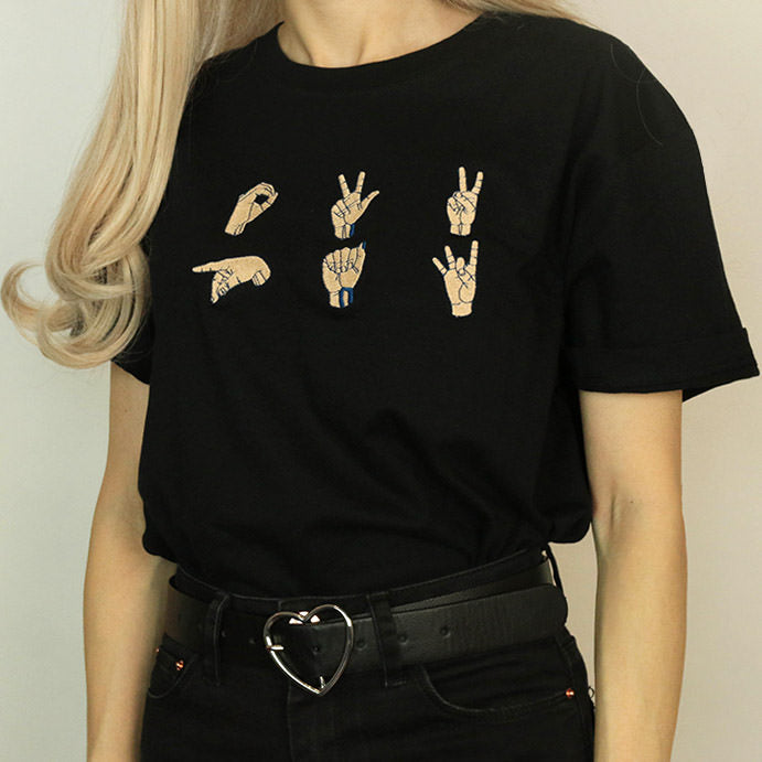 Hands Embroidered T-Shirt, Size S
