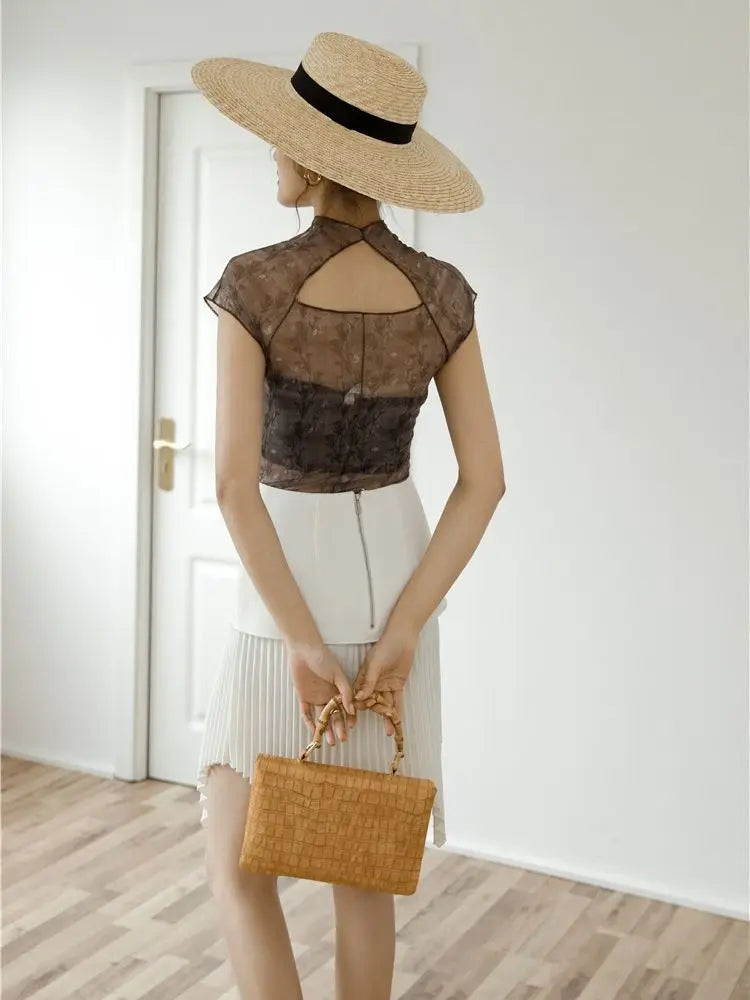 High Neck Mesh Top
