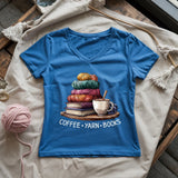 Coffee Yarn Books Lady V-neck