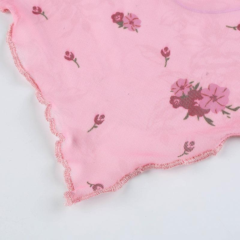 Soft Girl Floral Asymmetric Crop Top