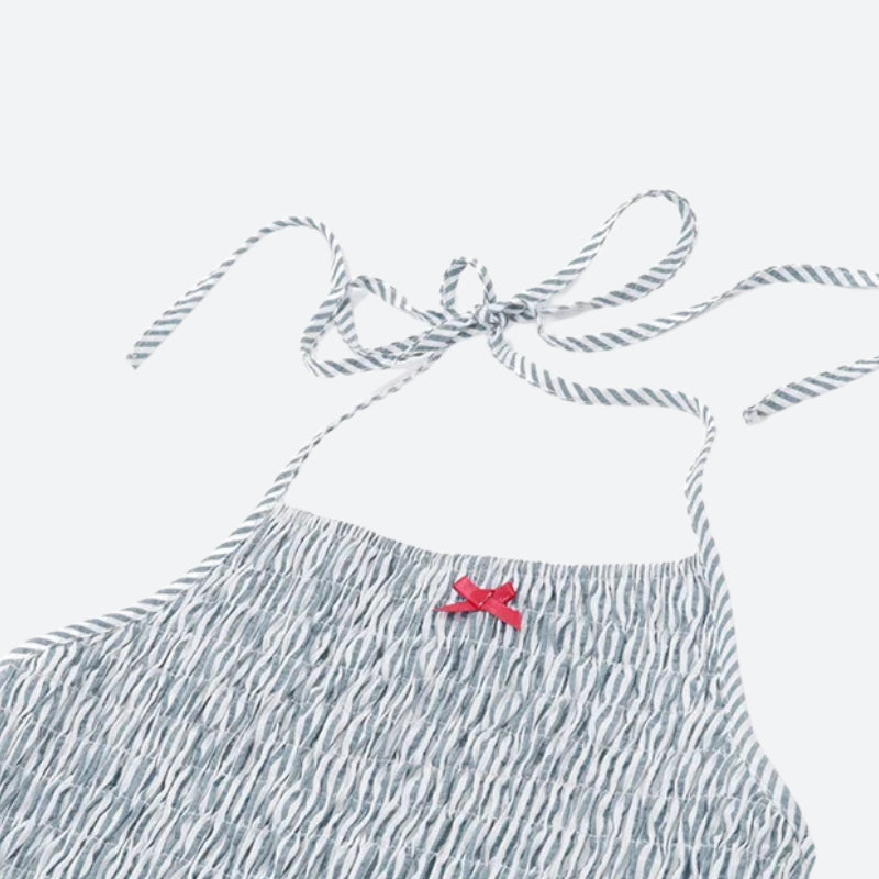 Soft Girl Striped Ruched Mini Dress