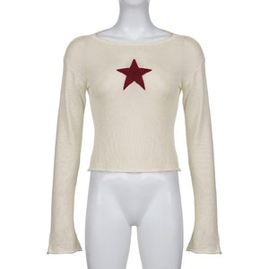 Star Embroidery Knitted Top