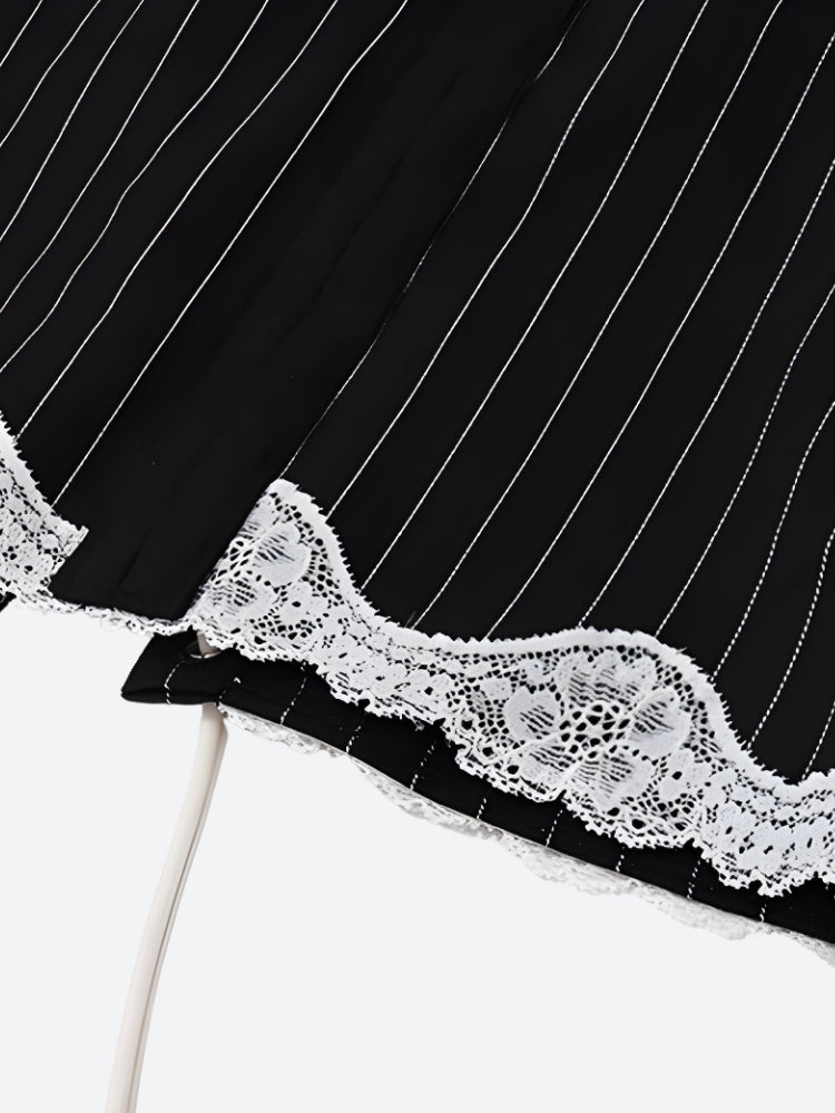 Striped Lace Trim Corset Top