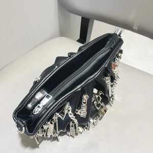 Weirdcore Zipper Charm Shoulder Bag