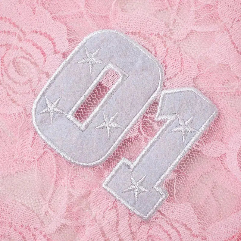 Y2K Embroidered Lace Top