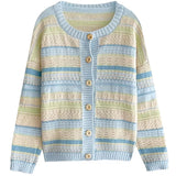 Blue & Yellow Pastel Striped Cardigan