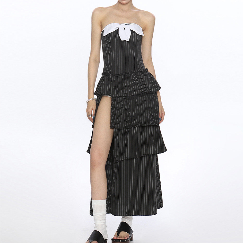 Rebel Muse Bow Striped Maxi Dress
