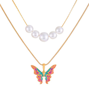 Butterfly Pearl Layered Necklace