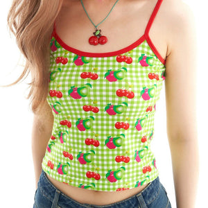 Cherry Print Gingham Top