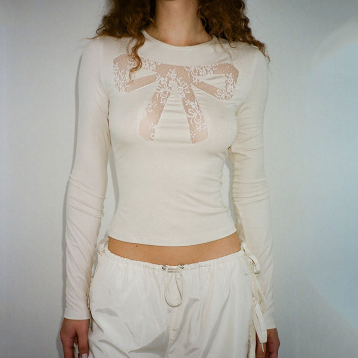 Coquette See Through Lace Bow Top
