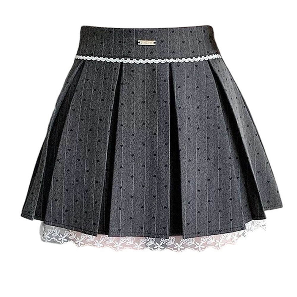 Coquette Lace Bow Pleated Skirt