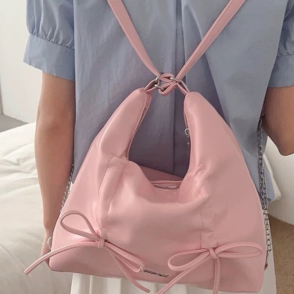 Coquette Ruched Bow Shoulder Bag