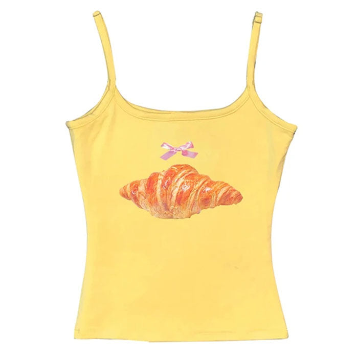 Croissant Print Y2K Tank Top