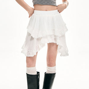 Fairycore Asymmetric Lace Ruffle Skirt