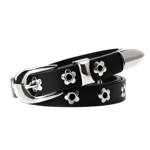 Indie Flower Thin Leather Belt
