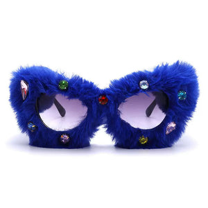 Y2K Fuzzy Rhinestone Glasses