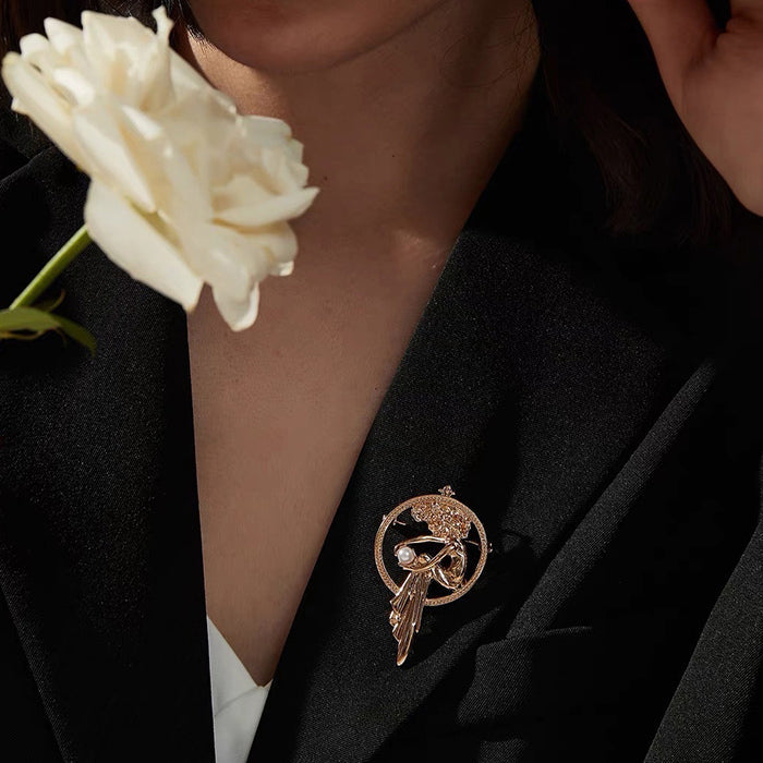 Vintage Aesthetic Girl with a Pearl Brooch