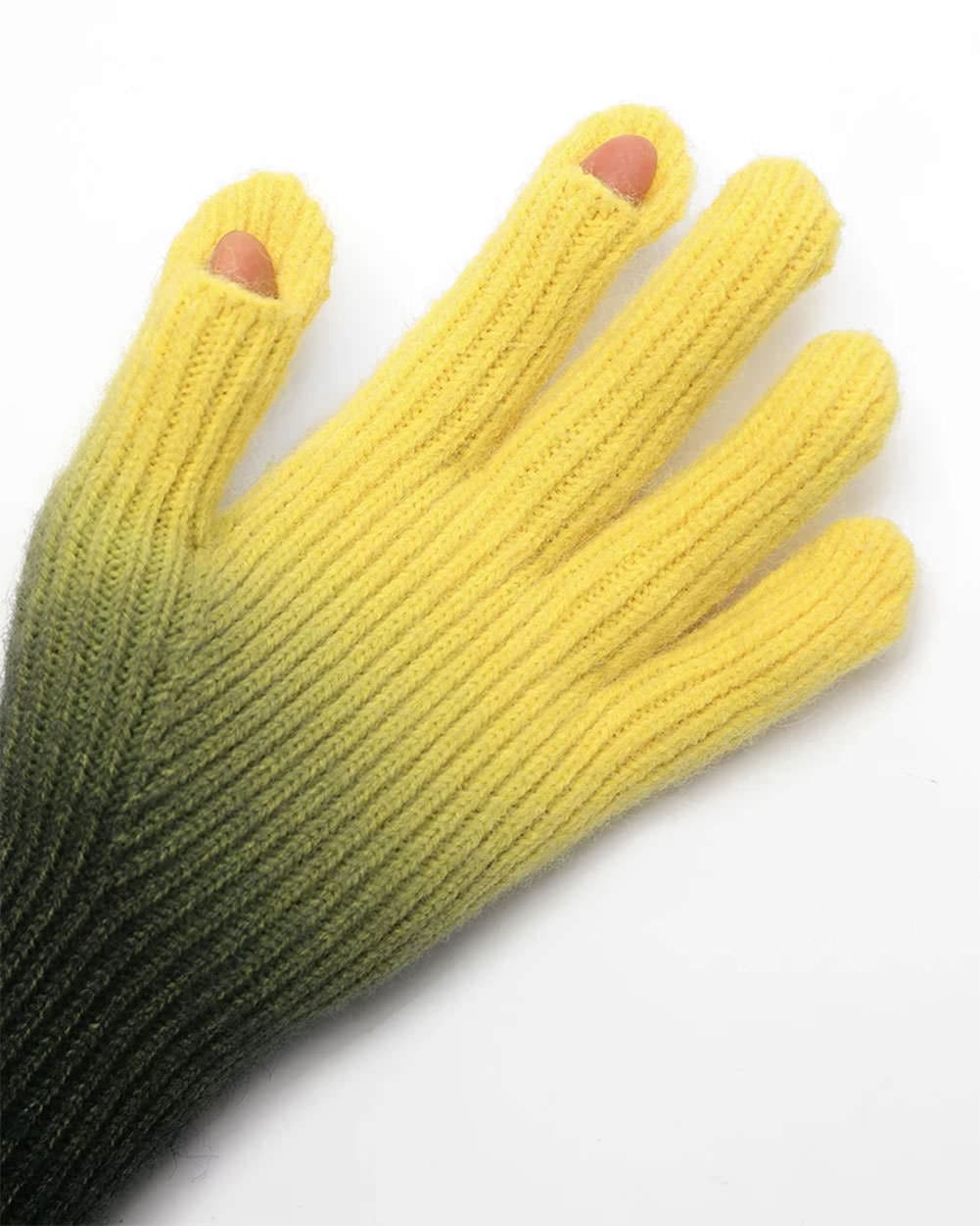 Gradient Ribbed Gloves