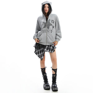 Grunge Cut-Out Shoulder Sweatshirt