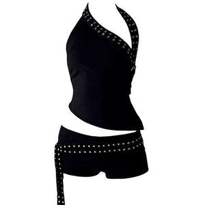 Grunge Asymmetric Top & Mini Shorts Co-Ord