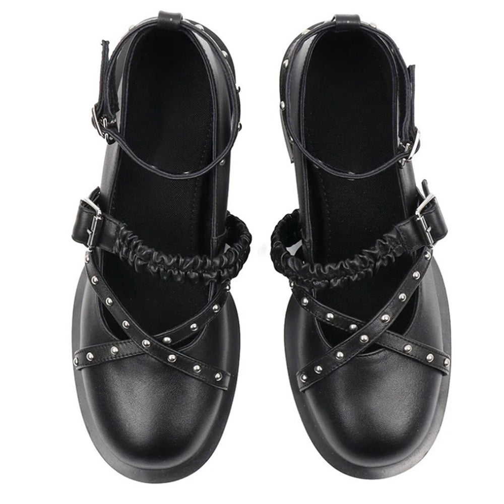 Grunge Sleaze Studded Mary Janes