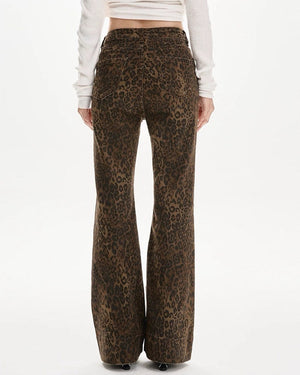 High-Waisted Leopard Flare Jeans