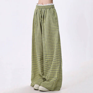 Indie Aesthetic Green Plaid Pants
