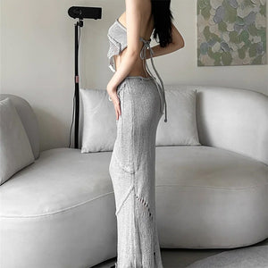 Coastal Knit Crochet Maxi Skirt