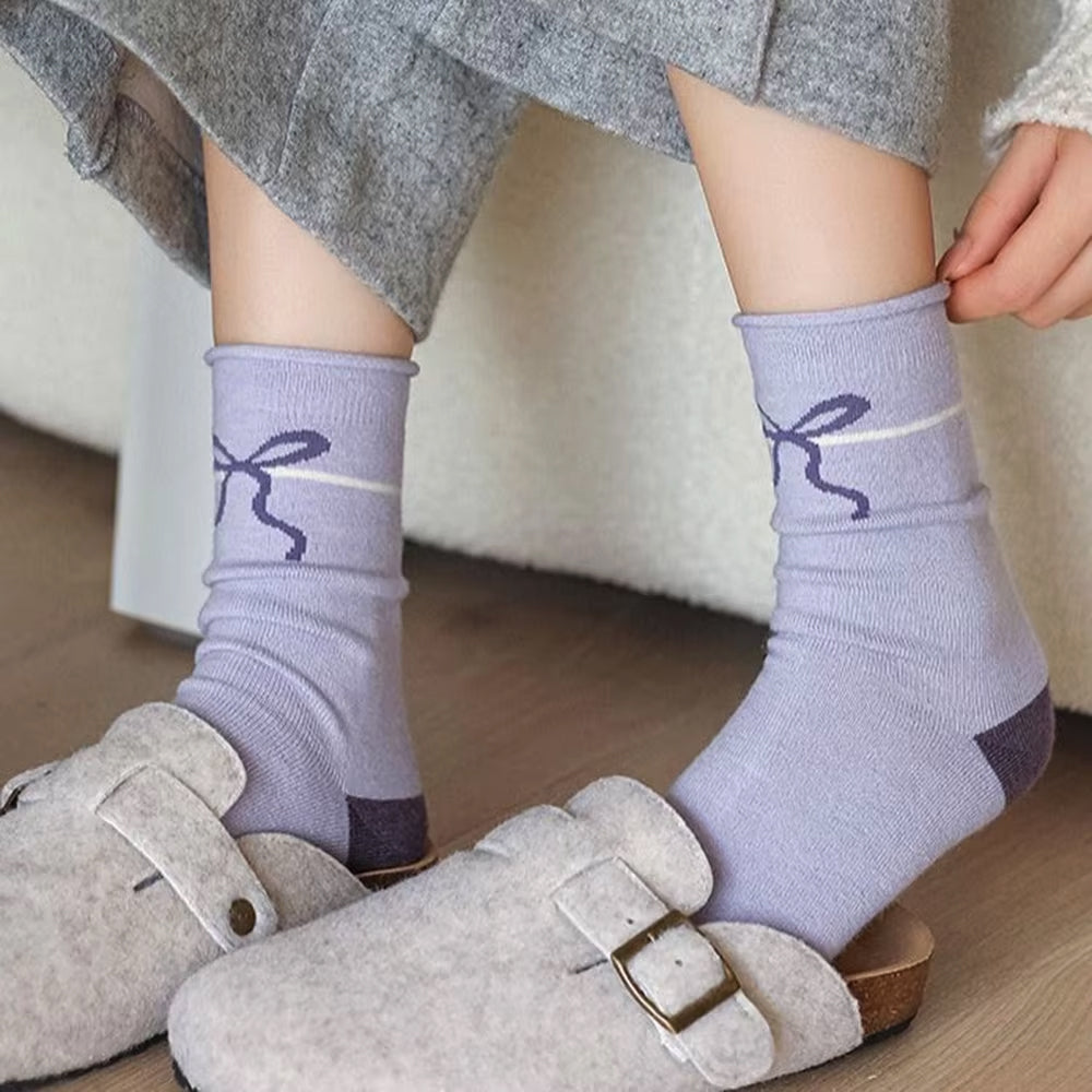 Soft Girl Lavender Bow Socks
